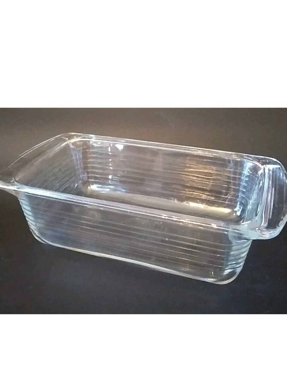 Libbey clear glass ribbed bread loaf baking dish 1.5 quarts New